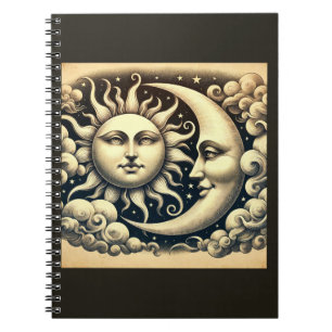 Caderno Espiral Vintage Celestial Sun & Moon