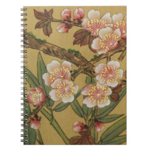 Caderno Espiral Vintage Cherry Blossoms Asiáticos Flores Japonesas