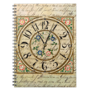 Caderno Espiral Vintage Clock Old Poem Escrevendo Diário de Lixo