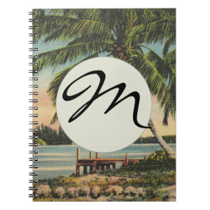Caderno Espiral Vintage Coconut Palms Tropical Breeze Sunset