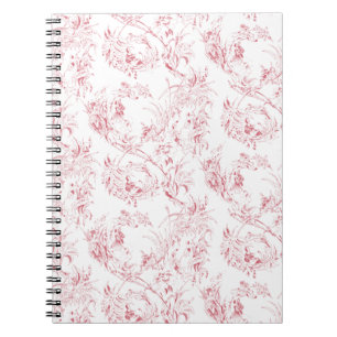 Caderno Espiral Vintage com fantasia floral francesa toile-pink