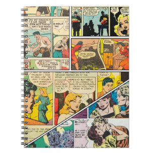 Caderno Espiral Vintage Comic Layout Boxando Jornalista Romance