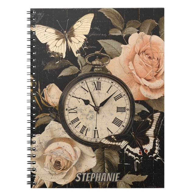 Caderno Espiral Vintage Compass & Butterfly - Papel Russo (5) (Frente)