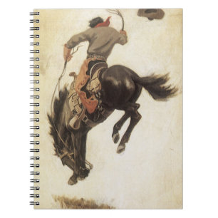 Caderno Espiral Vintage Cowboy, Bronco Buster Study pelo NC Wyeth