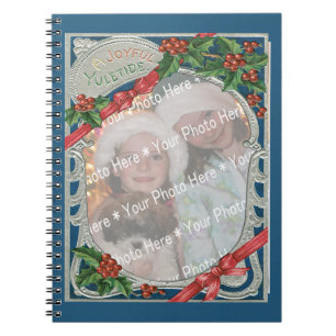 Caderno Espiral Vintage de Natal Add-A-Photo Joyful Yuletide