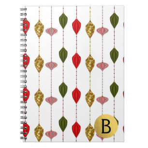 Caderno Espiral Vintage de Natal - Ornamentos de Glam Modernos