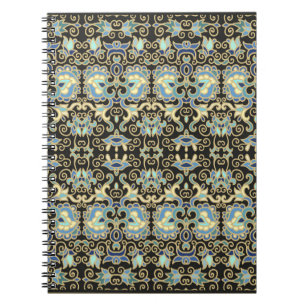 Caderno Espiral Vintage decorativo sem costura design sobre ouro