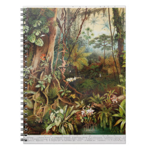 Caderno Espiral Vintage desenho de plantas florestais tropicais a 