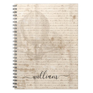 Caderno Espiral Vintage document script air ship monograma