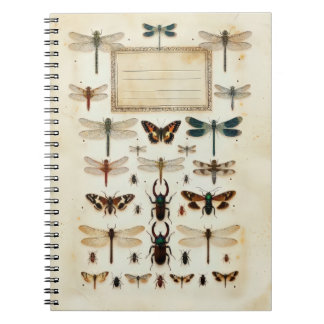 Caderno Espiral Vintage Dragonfly Beetle Taxonomy Specimen Chart