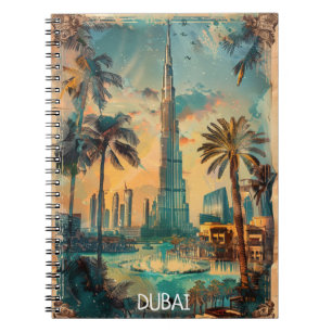 Caderno Espiral Vintage Dubai Emirados Árabes Unidos Burj Khalifa