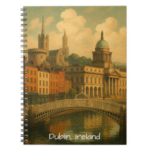 Caderno Espiral Vintage Dublin Viagem Retro Ireland City Trabalho