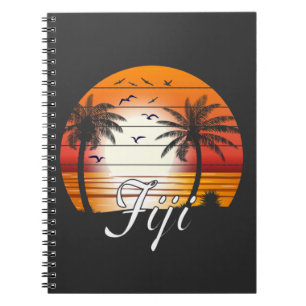 Caderno Espiral Vintage Fiji Palm Trees Summer Beach