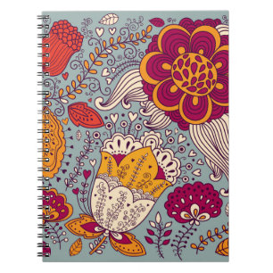 Caderno Espiral Vintage Floral Elegante