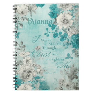 Caderno Espiral Vintage Floral Personalizado