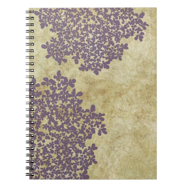 Caderno Espiral Vintage Floral Roxo (Frente)