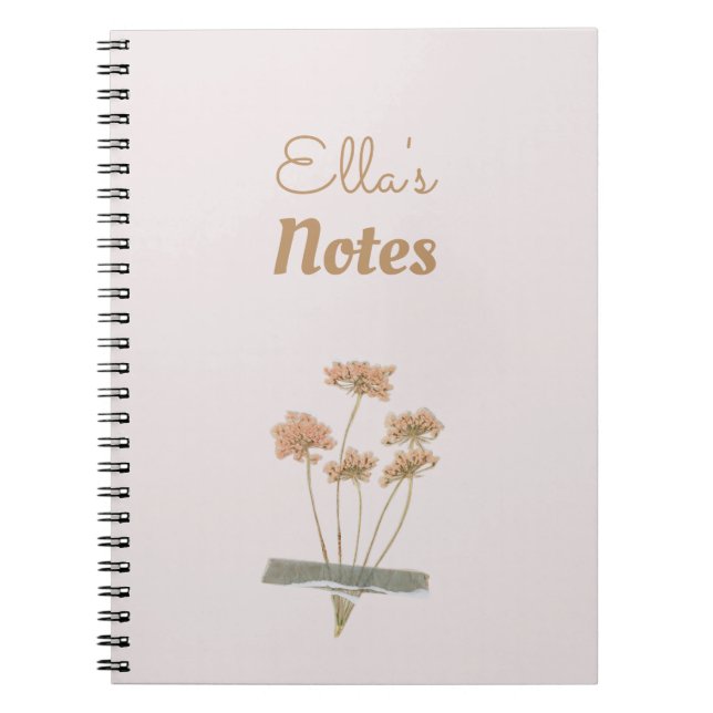 Caderno Espiral Vintage Floral Scrapbook Flowers Nome (Frente)