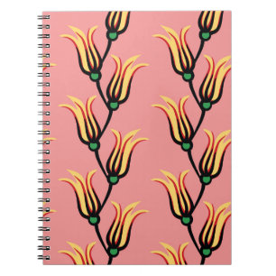 Caderno Espiral Vintage Floral Sintage Patterno De Flor Sem Costur