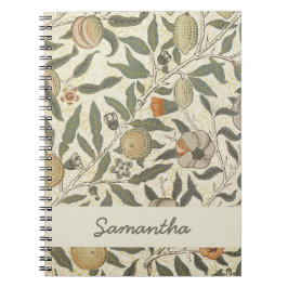 Caderno Espiral Vintage Floral William Morris Fruta Art Nouveau