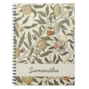 Caderno Espiral Vintage Floral William Morris Fruta Art Nouveau