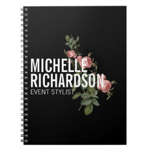 Caderno Espiral Vintage Florals Negrito Texto Personalizado a Pret