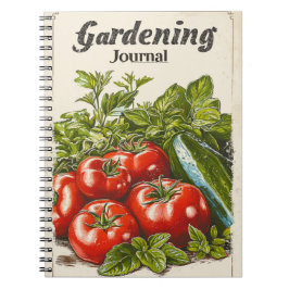 Caderno Espiral Vintage Gardening Tomato Cucumber Salada