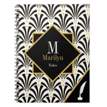 Vintage Glam 1920 Art Deco Black & White Palmettos