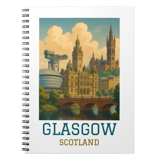 Caderno Espiral Vintage Glasgow Scotland Travel (Frente)