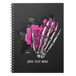 Caderno Espiral Vintage Gótico Rosa Cor-de-Rosa Esqueleto Personal