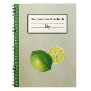 Caderno Espiral Vintage Green Lemon Ilustração Personalizada Comp