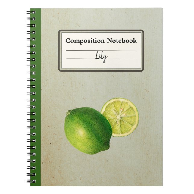 Caderno Espiral Vintage Green Lemon Ilustração Personalizada Comp (Frente)