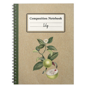 Caderno Espiral Vintage Green Mangosteen Composição Personalizada