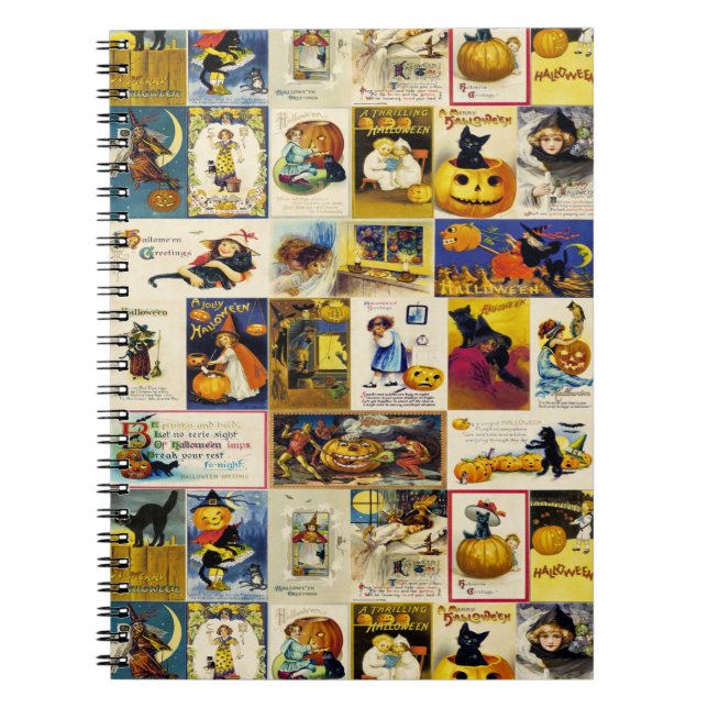 Caderno Espiral Vintage Halloween Ephemera (Frente)