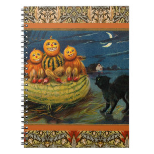 Caderno Espiral Vintage Halloween Party Black Cat