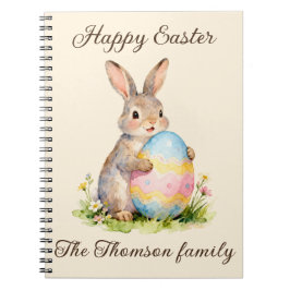 Caderno Espiral Vintage Happy Easter Bunny with Egg Family 