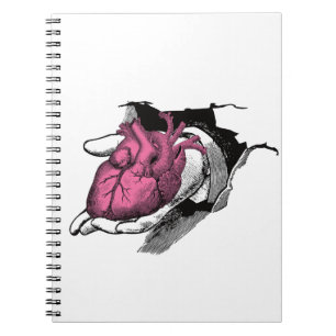 Caderno Espiral Vintage Heart On Hand Through Crack