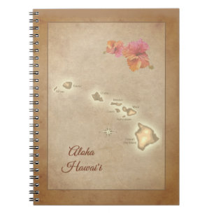 Caderno Espiral Vintage Ilhas Havaianas Aloha