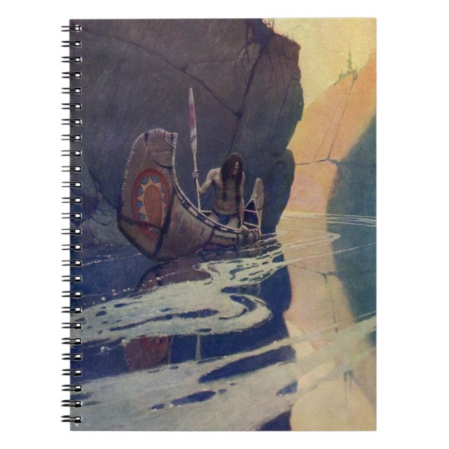 Caderno Espiral Vintage Indian Canoe remando Sun Classic (Frente)