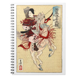 Caderno Espiral Vintage Japonês Ukiyo-e Art A guerreira feminina