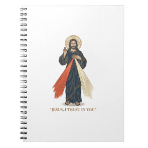 Caderno Espiral Vintage Jesus Eu Confio em Você Desenho Religioso