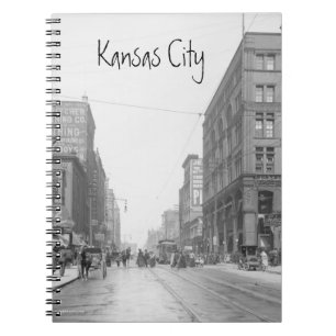 Caderno Espiral Vintage Kansas City Walnut Street em 1906
