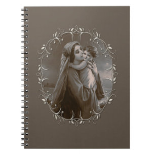 Caderno Espiral Vintage Madonna e Child com Silver Frame