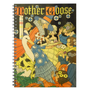 Caderno Espiral Vintage Madre Goose Lendo um Livro para Crianças