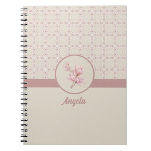 Caderno Espiral Vintage Magnolia Beige Ephemera Patterno