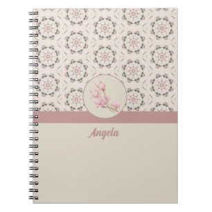 Caderno Espiral Vintage Magnolia Floral Ephemera Padrão