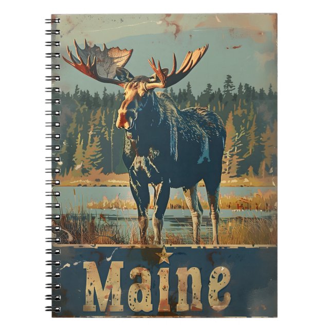 Caderno Espiral Vintage Maine Moose (Frente)