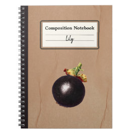 Caderno Espiral Vintage Mangosteen Ilustração Personalizada Comp