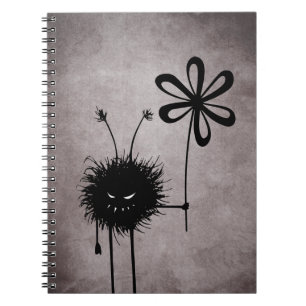 Caderno Espiral Vintage mau do inseto da flor