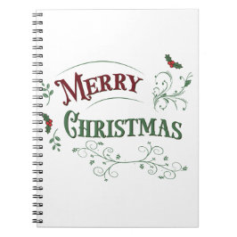 Caderno Espiral Vintage Merry Christmas Typography