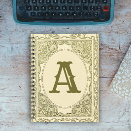 Caderno Espiral Vintage monograma - carta de fronteira, vitorioso 
